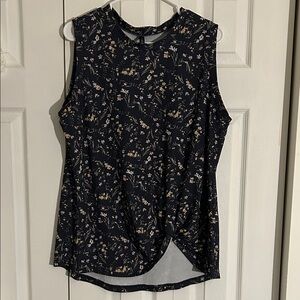 Elegant Floral Sleeveless Blouse - Black